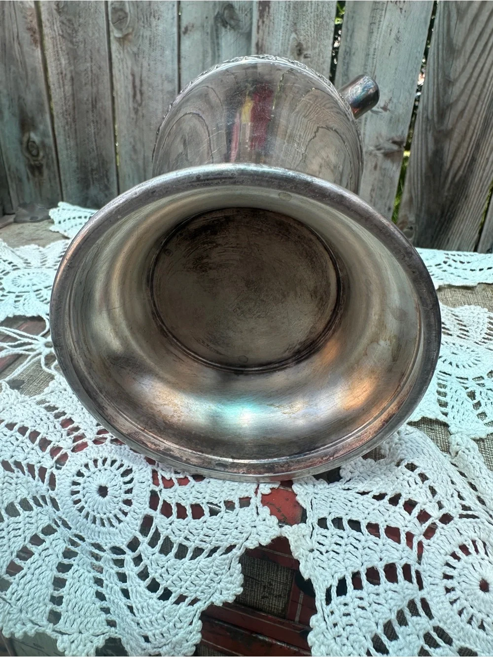 cocktail shaker pitcher vintage Wm. Rogers & Son Spring Flower silver-plated